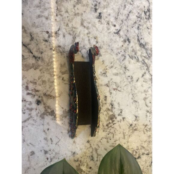 Unique Peacock Enamel and Stone Business Card Holder - Picture 4 of 8